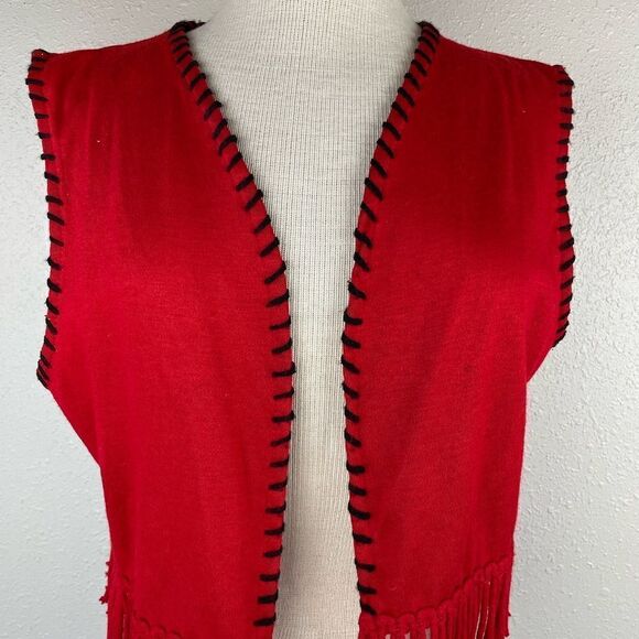 Lennie for Nina Leonard Red and Black Cropped Vest Size M - Picture 2 of 6